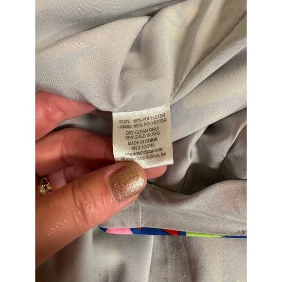 Mara Hoffman Blue Green Red Printed Sleeveless Keyhole Mini Dress - 8 - Picture 10 of 10